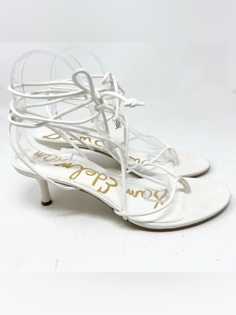 Sam Edelman White Lace-Up Strappy Sandals